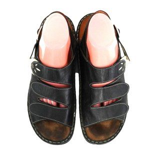 Finn Comfort Sandals Women's Size 41 / 10 Black Leather White Accent Slingback S